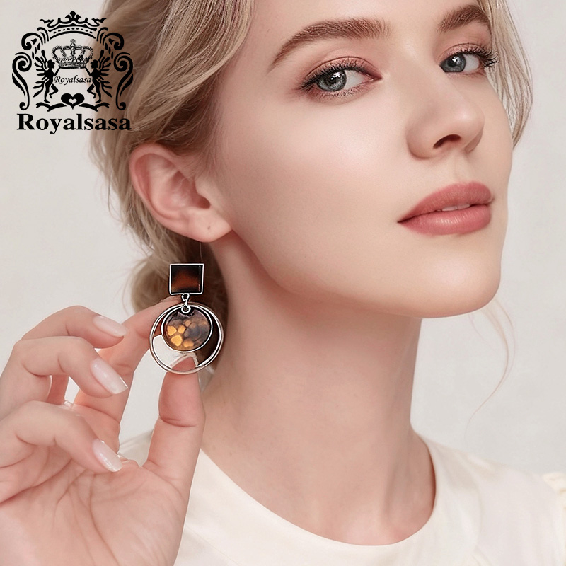 皇家莎莎港风豹纹耳钉圆圈925银针耳饰时尚流行耳坠轻奢高级感