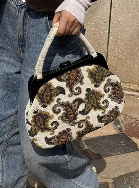 二手商品不退不换VINTAGE手工串珠手提包