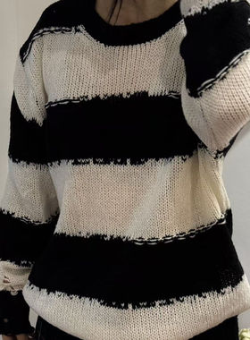 日本黑白针织毛衣未使用品