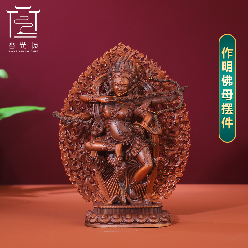 紫铜藏式作明佛母摆件
