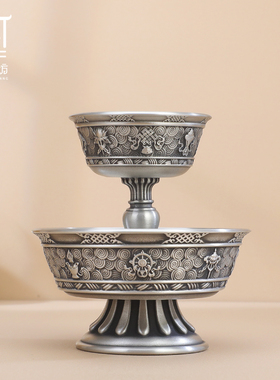 锡制精品雕花八吉祥护法杯