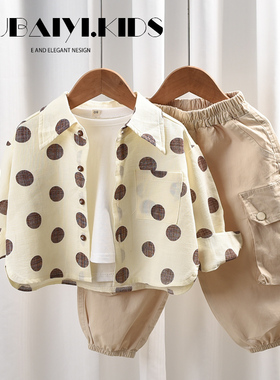 儿童春装潮长袖洋气衬衫春秋款纯棉衬衣宝宝外穿男童百搭童装上衣