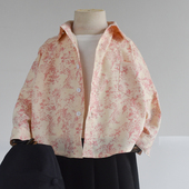 花衬衣纯棉衬衣宝宝春秋外套翻领童装 衬衫 上衣 男童长袖 粉色印花