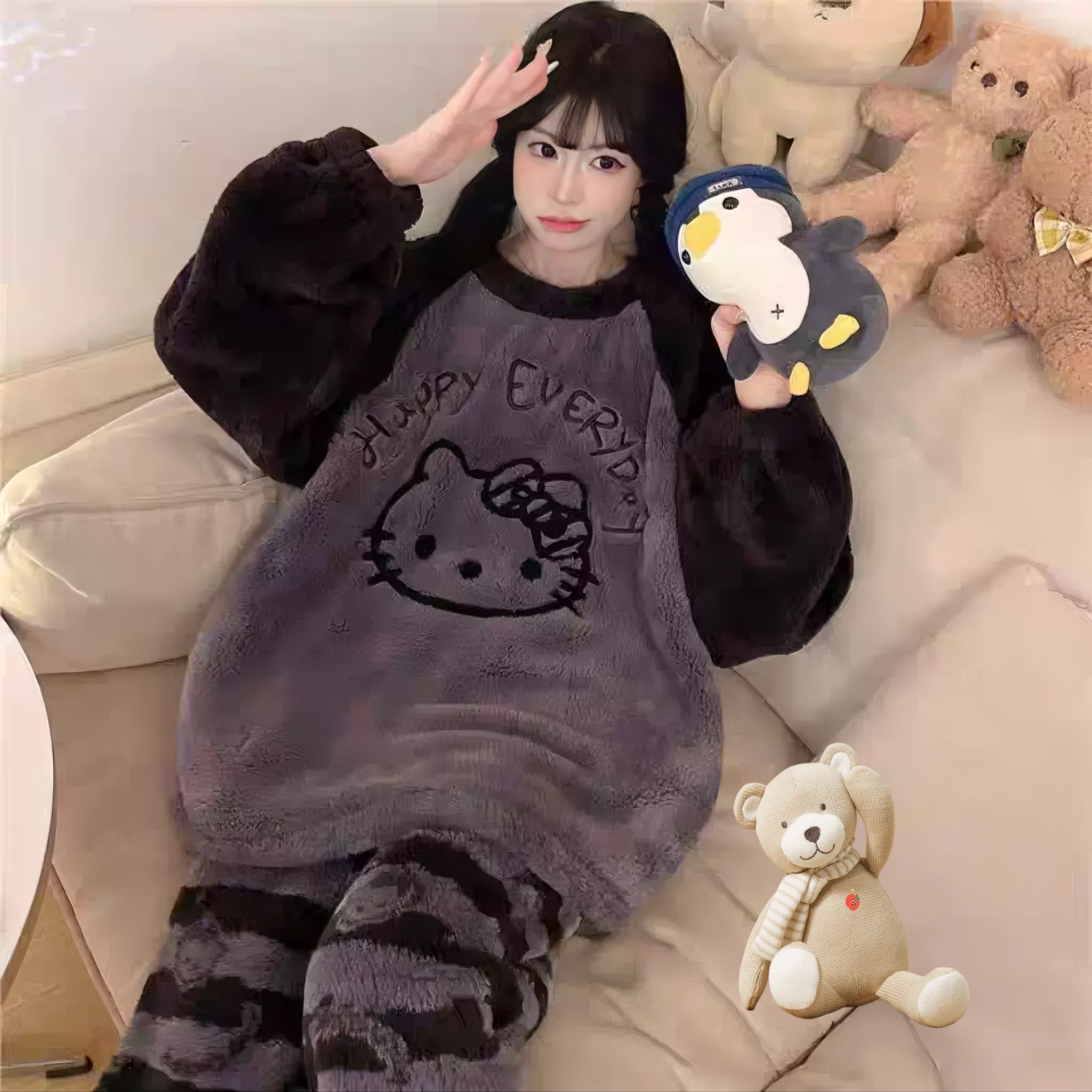 新款加厚加绒冬季睡衣女珊瑚绒加肥加大码秋冬款保暖两件套家居服