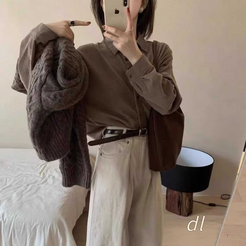 美拉德叠穿衬衣女秋冬季今年流行