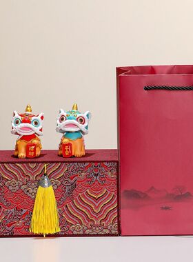 创意国潮醒狮摆件舞狮高档礼品办公桌面装饰可爱舞狮家居伴手礼品