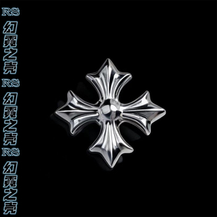 f136钛合金精雕复古十字架十字花耳钉唇钉耳骨钉小众甜酷