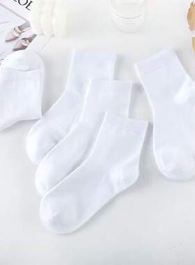 白色棉女袜子女护士白袜子中筒秋冬百搭休闲吸汗透气运动学生袜