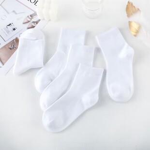 白色棉女袜子女护士白袜子中筒秋冬百搭休闲吸汗透气运动学生袜