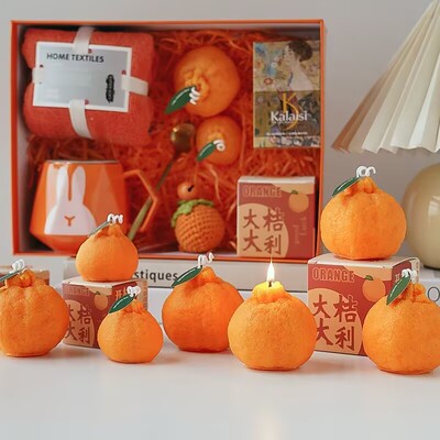 橘子香薰蜡烛大桔大利造型蜡烛微香氛围仿真水果蜡烛ins伴手礼