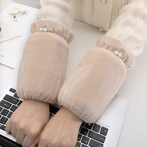 套袖女款办公室短款护袖防脏袖头羽绒服工作袖套女2023新款秋冬白