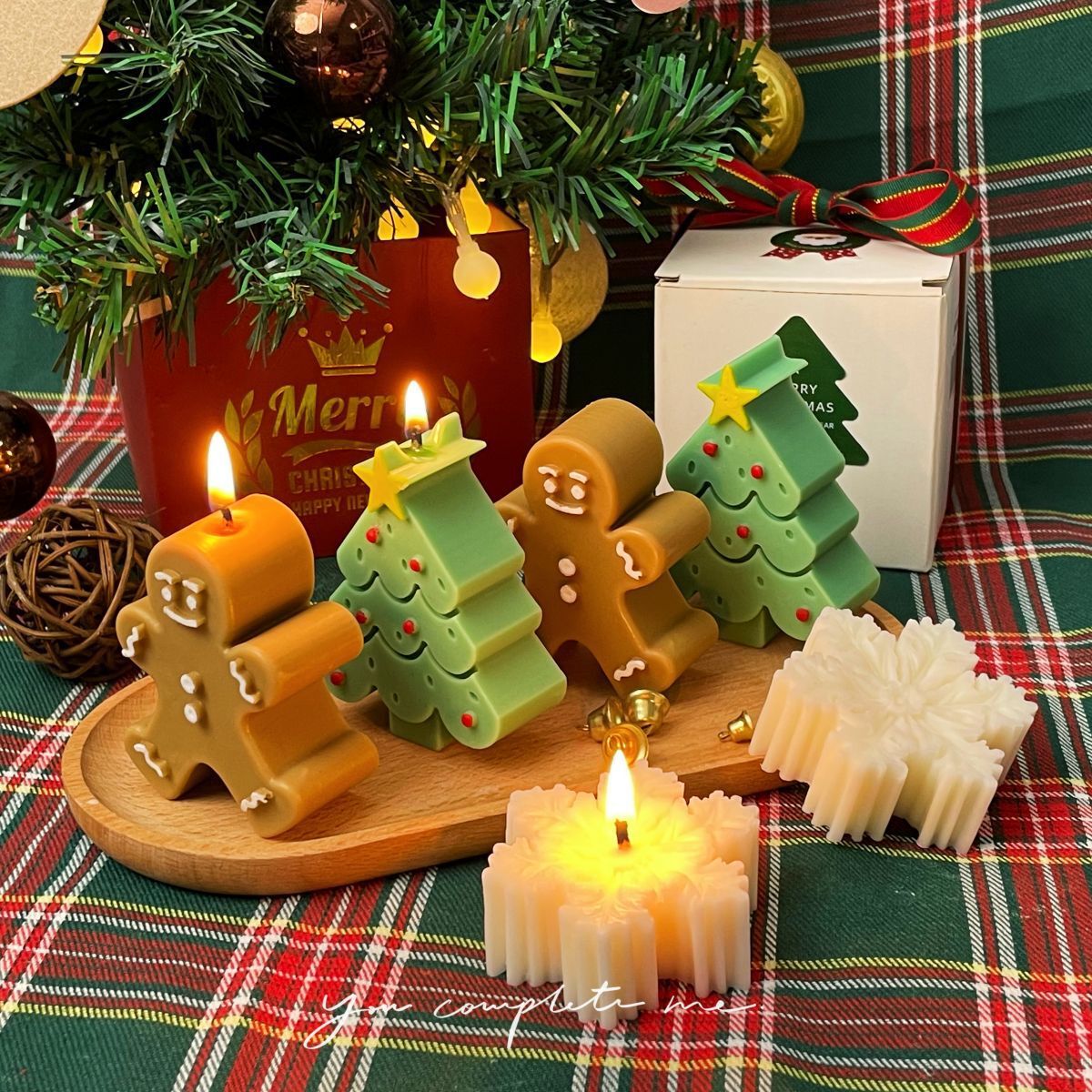 ins圣诞姜饼香薰蜡烛圣诞树摆件创意氛围装饰礼物伴手礼盒浪漫