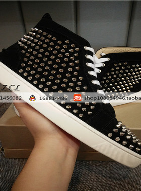 欧美AGZ CL黑磨砂铆钉高帮男鞋时尚潮流情侣鞋休闲红底女鞋板鞋春