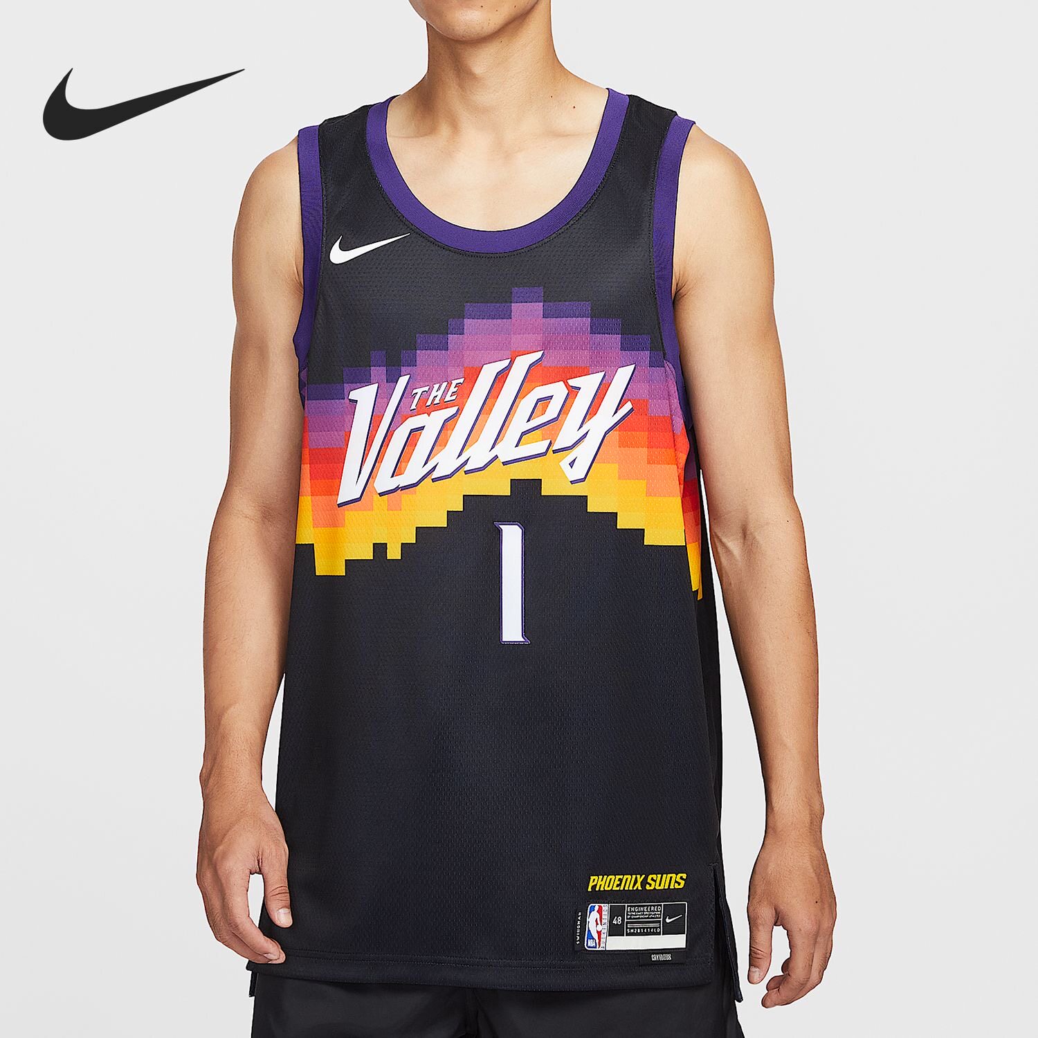 正品NIKE耐克男圆领套头城市版太阳队布克篮球背心T恤HM5993-011