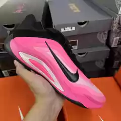 Authentic Nike Aone Black and Pink Unisex Shock-Absorbing Breathable Low-Top Basketball Shoes Fz8606-001