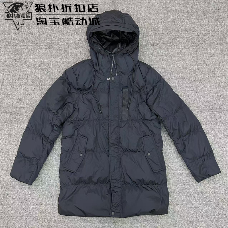 男子AJ保暖防风连帽拉链羽绒服