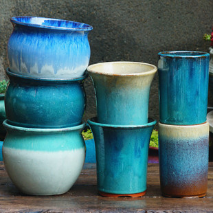 手工粗陶复古多肉盆花卉绿植盆多肉老桩盆透气紫砂陶罐法师植物盆