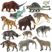 正版 史前古兽远古动物模型玩具猛犸象剑齿虎邓氏鱼披毛犀儿童认知