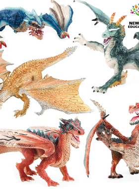 正版魔幻世界模型黄金魔龙兽神龙奇美拉怪兽模型儿童仿真玩具摆件