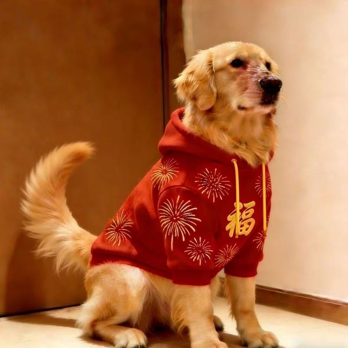 大型犬狗狗衣服喜庆红色秋冬新款金毛拉布拉多边牧加绒卫衣过年衫,宠物/宠物食品及用品,狗宠物服装/雨衣,淘宝优惠券,粉丝福利购,淘宝优惠卷