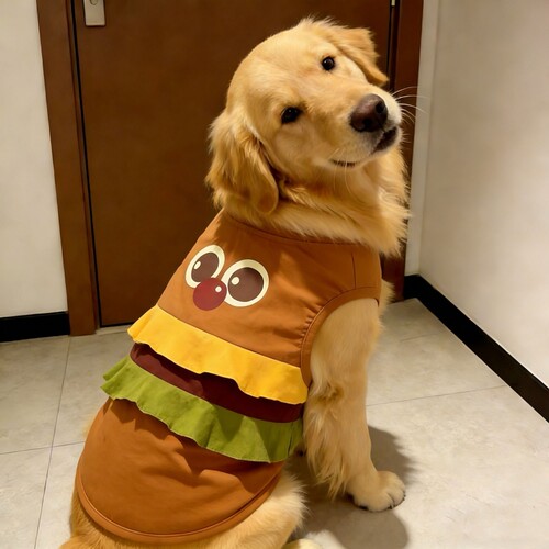 大型犬春夏亲肤卡通汉堡装背心