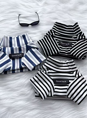 秋冬宠物狗狗德绒打底衫马尔济斯比熊约克夏泰迪雪纳瑞条纹保暖衣