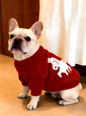 拜年红色新年保暖宠物衣服秋冬柯基法斗八哥比熊新年服狗狗衣服