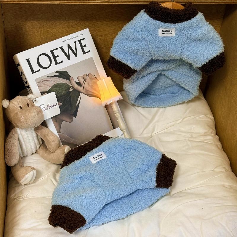 冬保暖棉衣约克夏猫咪小狗衣服奶蓝咖啡云朵双面毛绒宠物狗狗服装