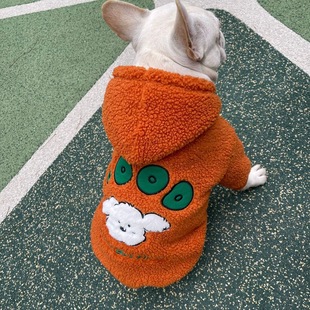 恶霸巴哥斗牛衣服防掉毛连帽秋冬宠物狗狗法斗衣服加厚羊羔绒保暖