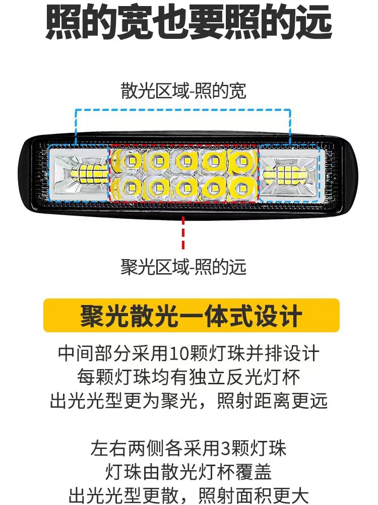 전기 자동차 조명 오토바이 수정 외부 자동차 슈퍼 밝은 LED 보조 조명 트럭 측면 조명 세발 자전거 전면 스포트라이트