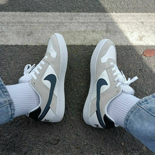 Nike SB Delta Force Vulc合成革绒面复古低帮板鞋 男女同款米白