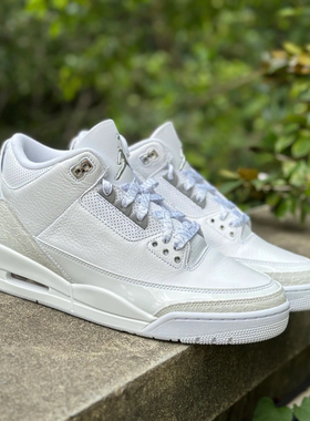 Jordan Air Jordan 3 皮革 “Pure Money中帮复古篮球鞋 男款白色