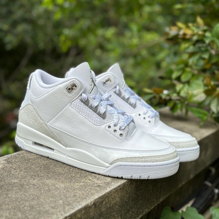 Jordan Air Jordan 3 皮革 “Pure Money中帮复古篮球鞋 男款白色