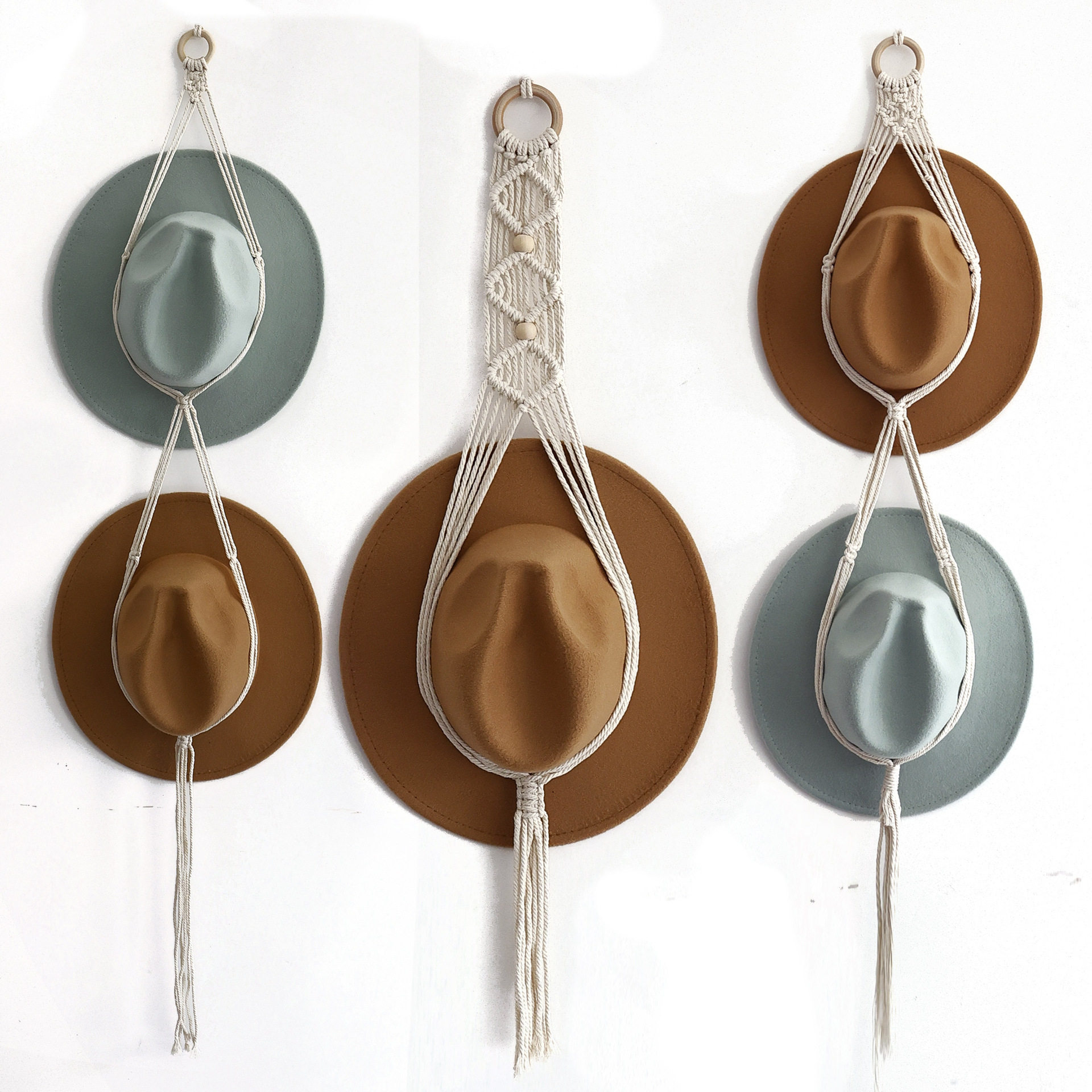 手工编织北欧风帽子收纳架创意多层客厅卧室墙上挂帽子流苏壁挂绳,住宅家具,衣帽架,淘宝优惠券,粉丝福利购,淘宝优惠卷