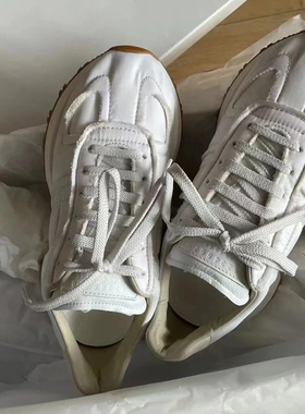 网红同款小白鞋2025年新款真皮厚底休闲运动鞋百搭老爹鞋德训鞋女