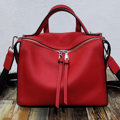 女士真皮包包2024新款头层牛皮单肩斜挎手提大容量红色婚宴定制包