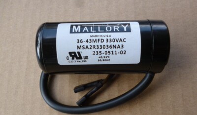 原装进口美国 MALLORY 启动电容  330VAC 36-43UF 36-43MFD 35X82
