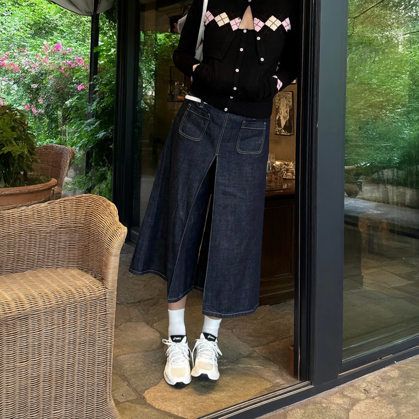 RA【现货】A型立褶7分阔腿裤