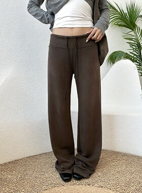 【正确版】宅子同款超弹宽腰头抽绳阔腿松弛感运动长裤