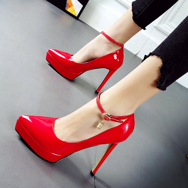 Europe station Red wine Wedding shoes Stiletto one word Buckle temperament Rhinestone Pointed shoes Waterproof High-heeled shoes Single shoesin the Women's Shoes, Low shoes  category - from Buy2taobao.com to provide professional Taobao agent buy service