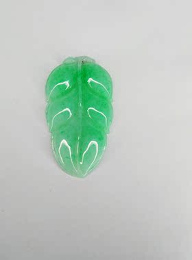 翡玉珠宝满绿金枝玉叶吊坠底色干净漂亮水头足种水一流饱满