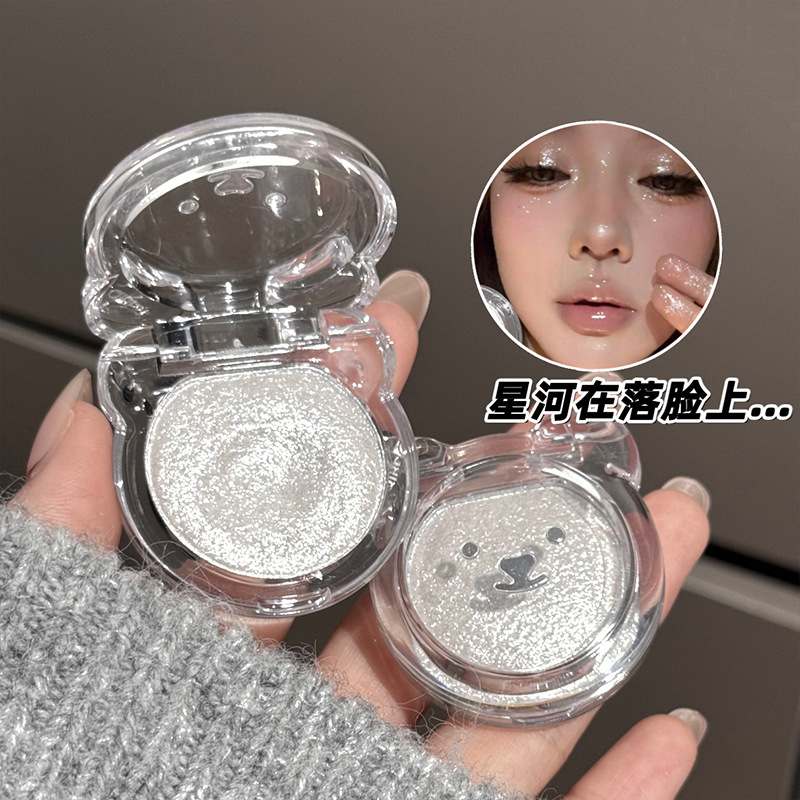 QIBEST小熊闪闪高光粉脸部提亮细闪软糯可爱土豆泥高光膏跨境外贸