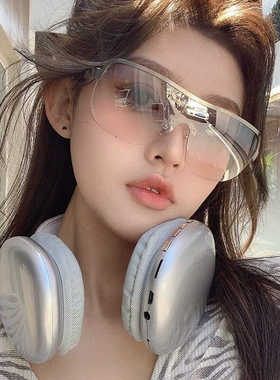 水银色圆脸弧形yk2太阳镜防风