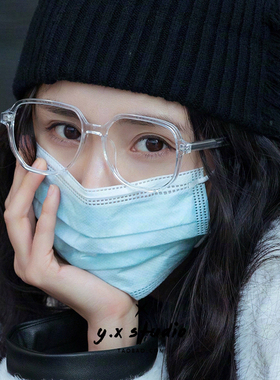 素颜眼镜女黑色大框方形网红大脸显瘦可配度数小红书近视男韩版潮
