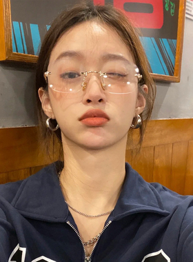 2021新款金丝无框方形超轻女士韩版潮眼镜可配近视度数防蓝光男