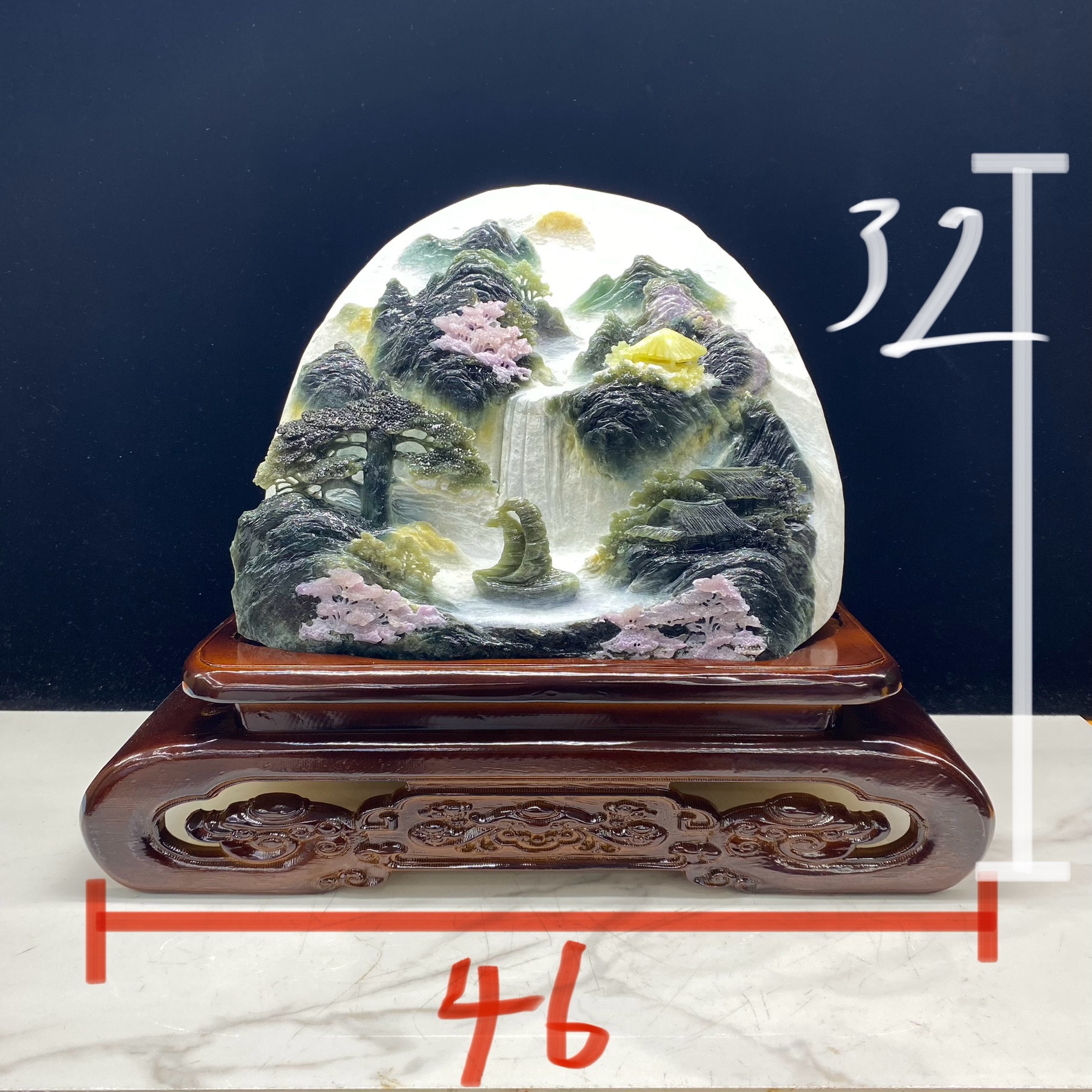 岫玉意境山水摆件内有多款精品天然客厅落地招财产地直销俏色巧雕