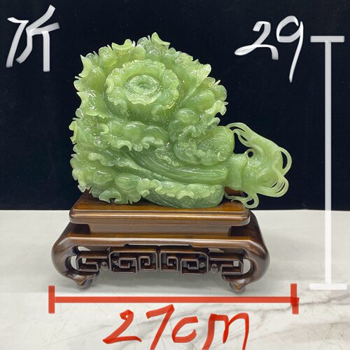 岫玉白菜摆件葫芦连年有鱼