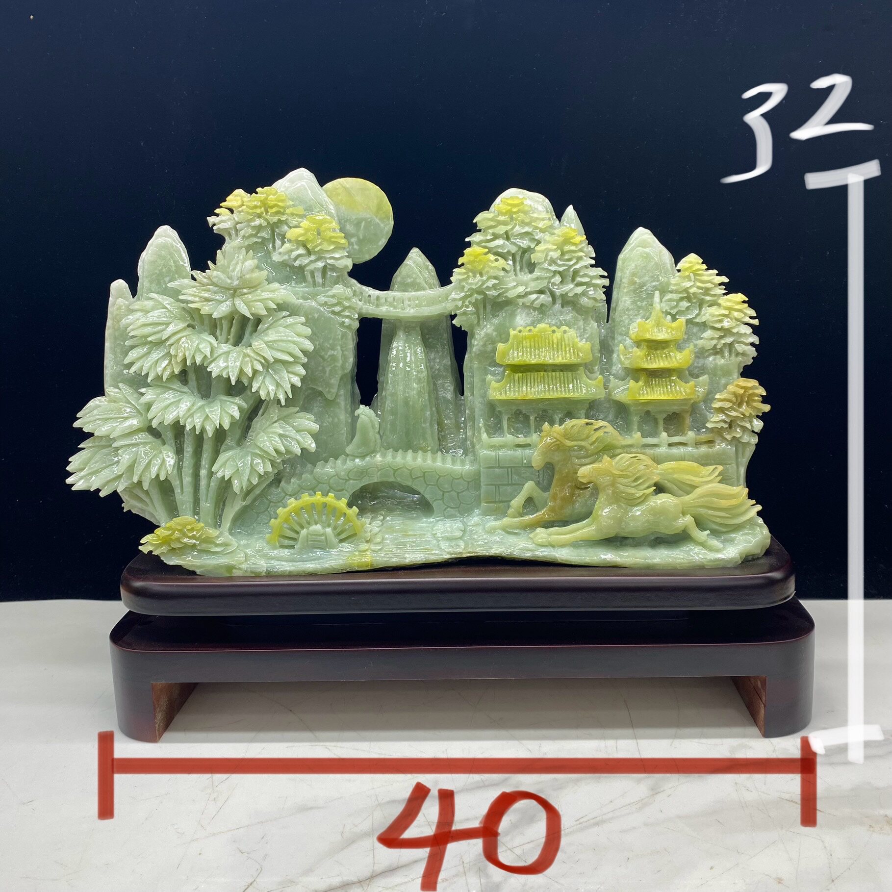 玉石山水雕刻摆件天然精品内有多款手工1380起价包邮送实木底座