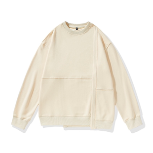 2024春秋拼接潮牌圆领套头卫衣320g重磅套头衫 休闲运动服