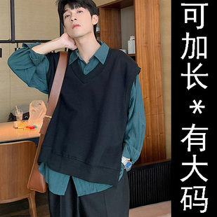 男式新款/外搭马甲无袖卫衣百搭坎肩/纯棉弹力有加肥加大码可加长